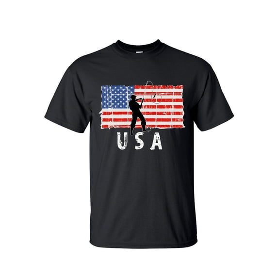 Big and Tall Graphic Tees - American Flag USA Outdoor Fishing Shirts for Men