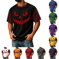 thumbnail image 1 of Big and Tall Halloween Tshirt for Men Casual Pumpkin Print Tee for Wear with Short Sleeves and Halloween Graphic Top Men’s T Shirt Black XL, 1 of 7