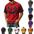 thumbnail image 1 of Big and Tall Halloween Tshirt for Men Casual Pumpkin Print Tee for Wear with Short Sleeves and Halloween Graphic Top Men’s T Shirt Red 5XL, 1 of 7