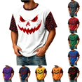 thumbnail image 1 of Big and Tall Halloween Tshirt for Men Casual Pumpkin Print Tee for Wear with Short Sleeves and Halloween Graphic Top Men’s T Shirt White XL, 1 of 7