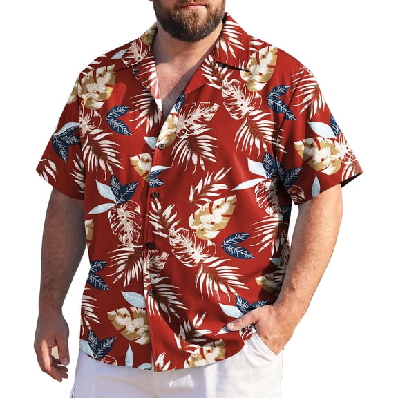 Big and Tall Hawaiian Shirts for Men Short Sleeve Plus Size 4XL 5XL 6XL, Relaxed Fit Vacation Beach Wear