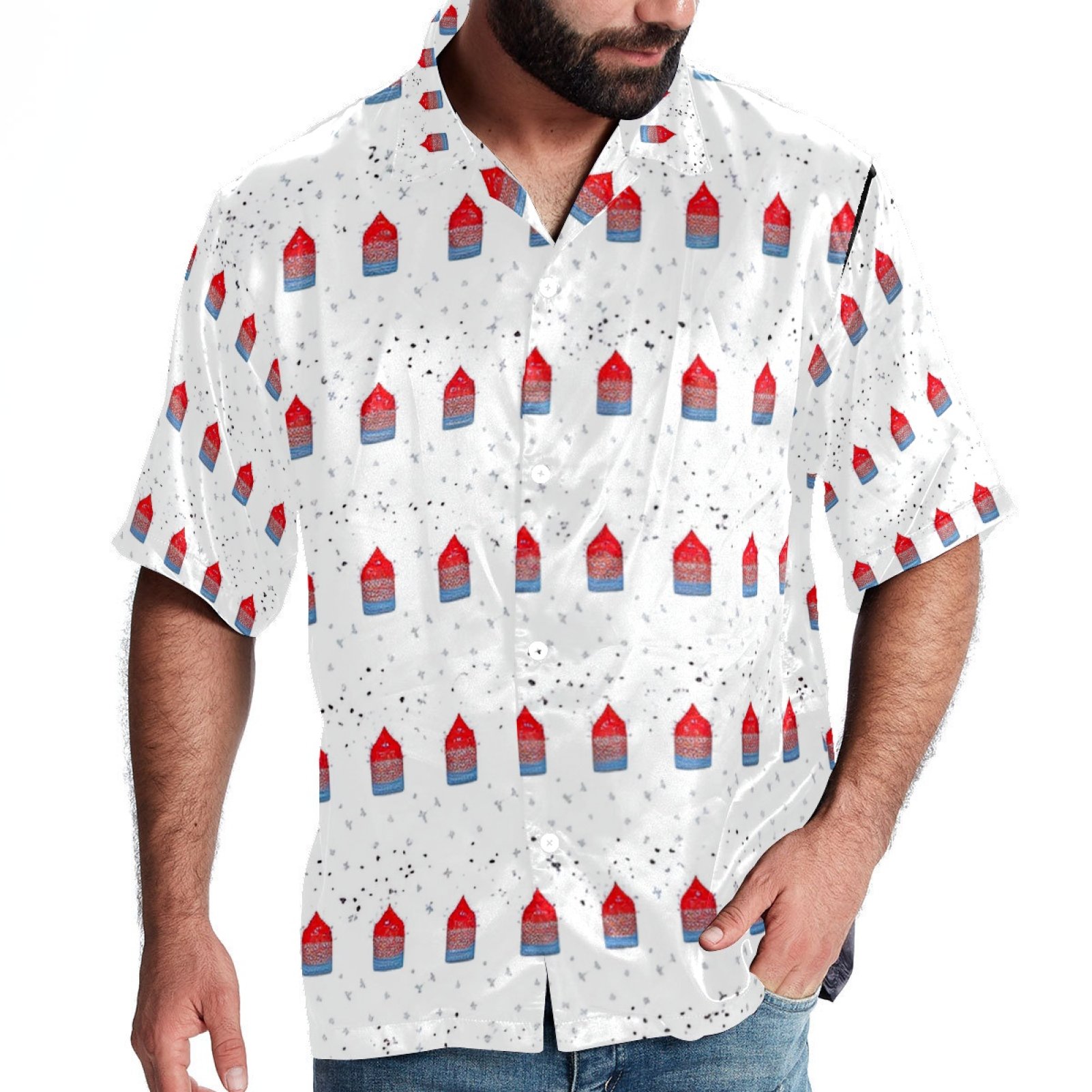 Big and Tall Hawaiian Shirts for Men Women，Red Christmas Candles
