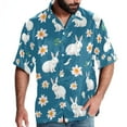 Big and Tall Hawaiian Shirts for Men Women，Spring Easter Rabbit Flower
