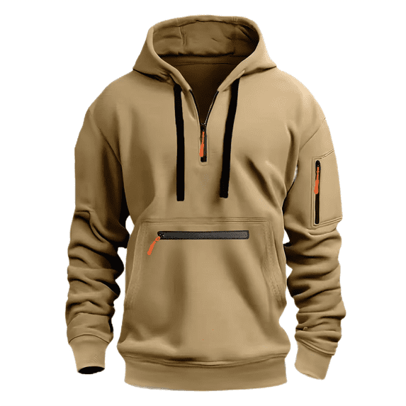 Big and Tall Hoodies for Men Quarter Zip Up Tactical Hoodie Pullover Fall Winter Fashion Hooded Sweatshirt Pockets Sweater For Men With Hoodie