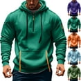 thumbnail image 1 of Big and Tall Hoodies for Men Quarter Zip up Tactical Pullover Fall Winter Hooded Sweatshirt with Pockets Mint Green M, 1 of 5