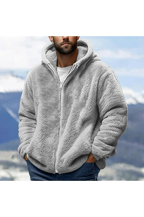 Big and Tall Jackets 5XL for Men Plus Size S-4X Fleece Coats with Pockets and Hoodie Long Sleeve Zip Up Solid Color Thermal Warm Shepa Jacket