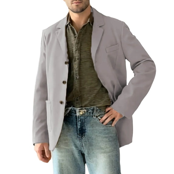 Big and Tall Jackets for Men Jerdar Men's Collar Top Solid Color Casual Suit Jacket Loose Casual Men's Top Business Men's Suit Jacket