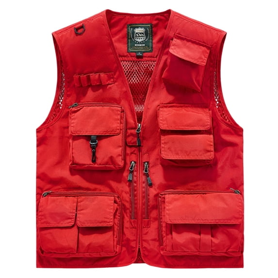 Big and Tall Men's Fishing Summer Vest Zip up Travel Sleeveless Cargo Jacket Outdoor Photo Hiking Hunting Work Vest with Pockets