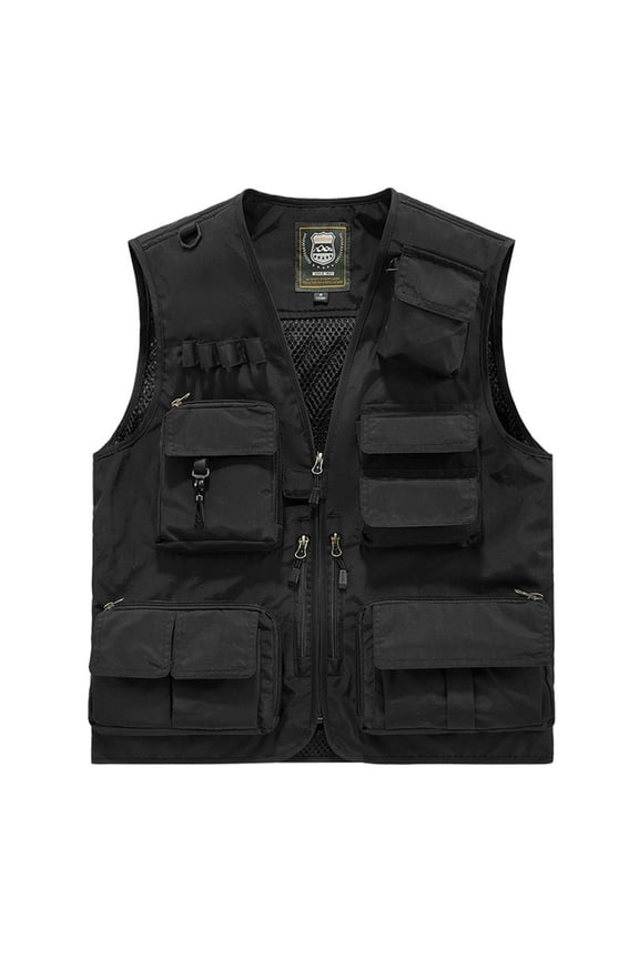 Big and Tall Men's Fishing Summer Vest Zip up Travel Sleeveless Cargo Jacket Outdoor Photo Hiking Hunting Work Vest with Pockets