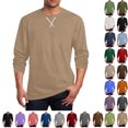 thumbnail image 1 of Big and Tall Men‘s Long Sleeve T-Shirt - Solid Color Casual Comfort Tee, Round Neck for Daily Wear, Spring Sport Shirt, Comfortable,Khaki 1_XL, 1 of 5