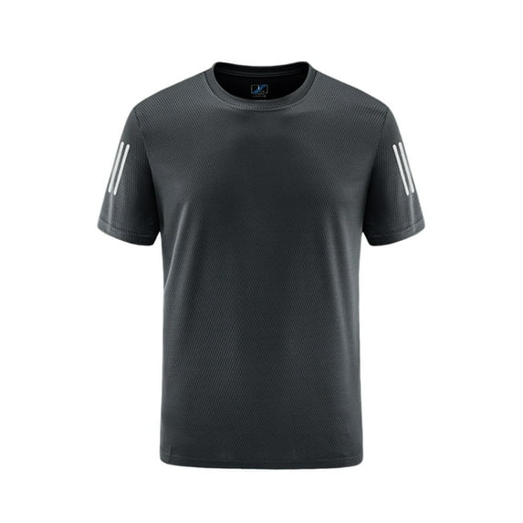 Big and Tall Men's Shirt Plus Size Crew Neck Fast-Dry Sport Shirts for Men Summer Casual Pullover T-Shirts Dark Gray 5XL
