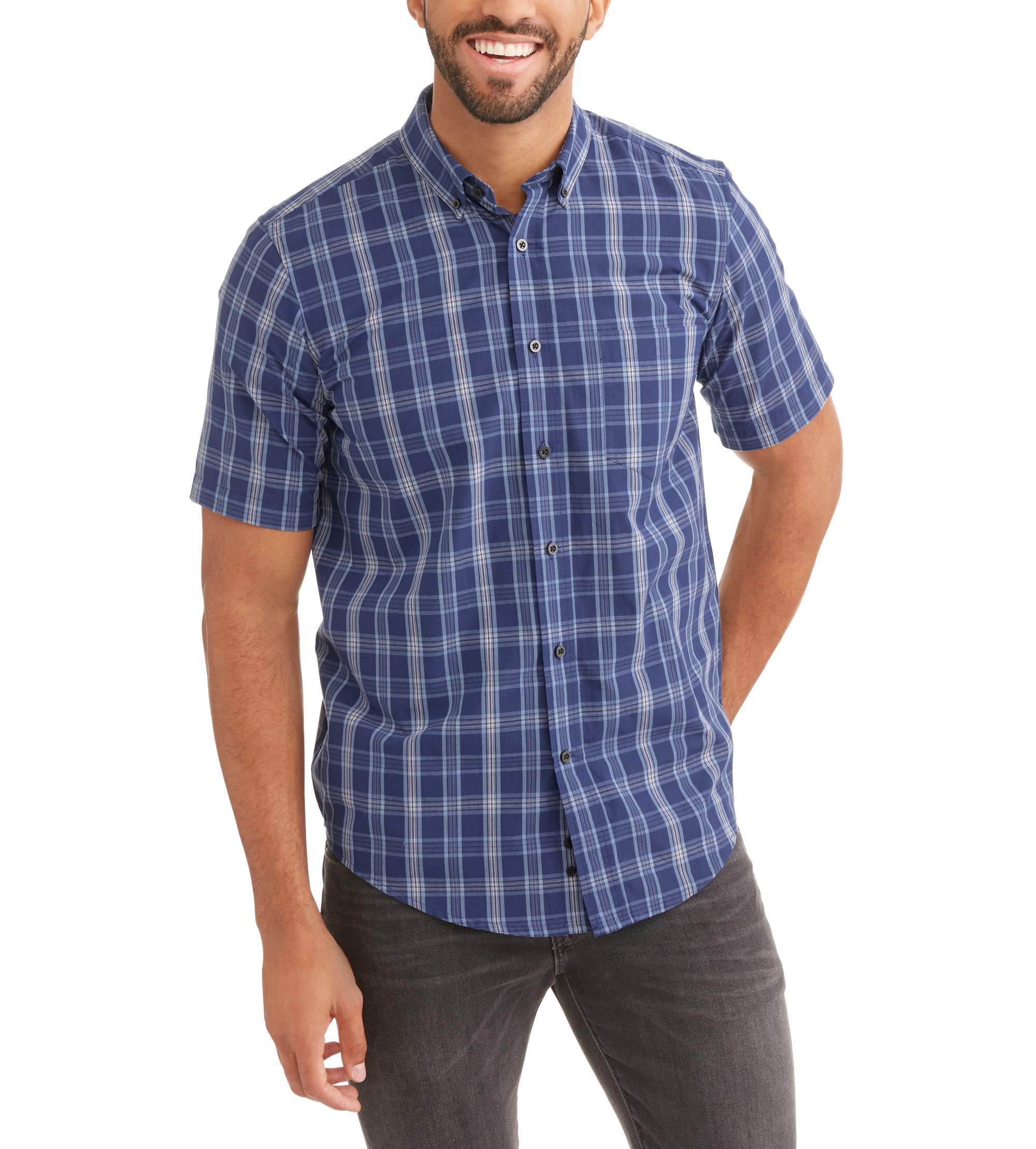 Big and Tall Men's Short Sleeve Plaid Woven Shirt