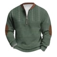 thumbnail image 1 of Big and Tall Men's Sweatshirts Quarter Zip Pullover Lightweight 1/4 Zip Pullover Long Sleeve Oversized Sweaters Army Green 2XL, 1 of 3