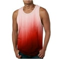 thumbnail image 1 of Big and Tall Mens Athletic Tank Tops Sleeveless Crew Neck Stripe Gradient Color Workout Tees Plus Size Pullovers Red M, 1 of 5