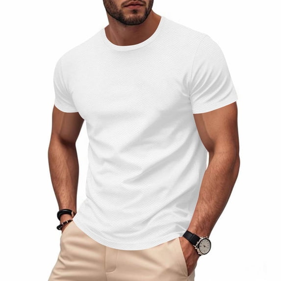 Big and Tall Mens Basic T-Shirt Summer Casual 2026 Quick Drying Short Sleeve Crew Neck Pullover Workout Tops