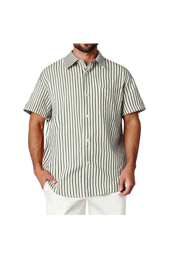 Big and Tall Mens Cotton Button Down Shirt Short Sleeve Plaid Button Up Shirts T-Shirts Tshirts Casual Work Shirt