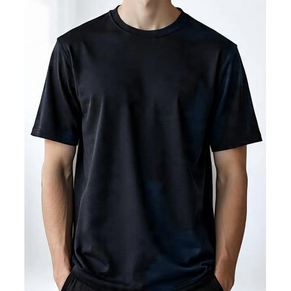 Big and Tall Mens Crew Neck Shirts - LCSS (Black, 1XLT)