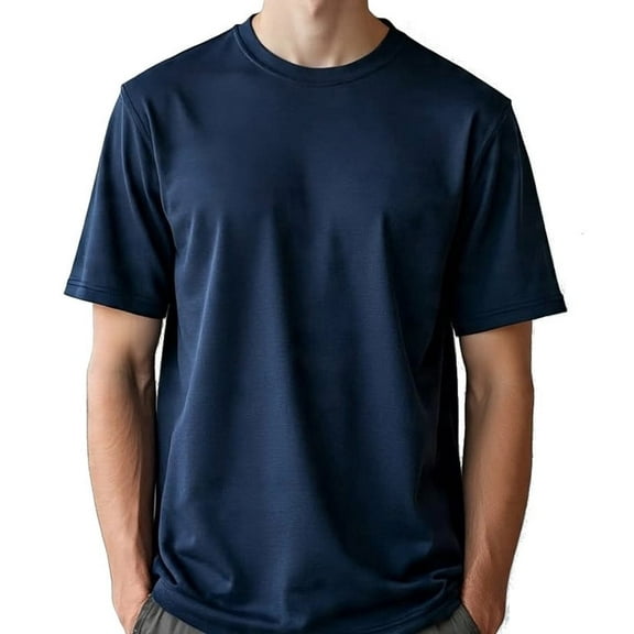 Big and Tall Mens Crew Neck Shirts - LCSS (Navy, 1XLT)