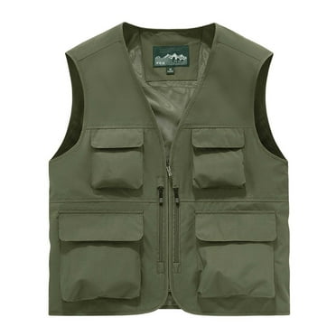 Big and Tall Mens Fishing Vest Clearance M-6XL Plus Size Zip-Up Casual Sleeveless Cargo Jackets Multi Pockets Hiking Work Hunting Outerwear Vests
