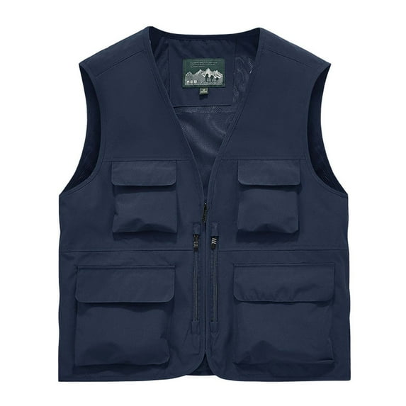 Big and Tall Mens Fishing Vest M-6XL Plus Size Zip-Up Casual Sleeveless Cargo Jackets Multi Pockets Hiking Work Hunting Outerwear Vests
