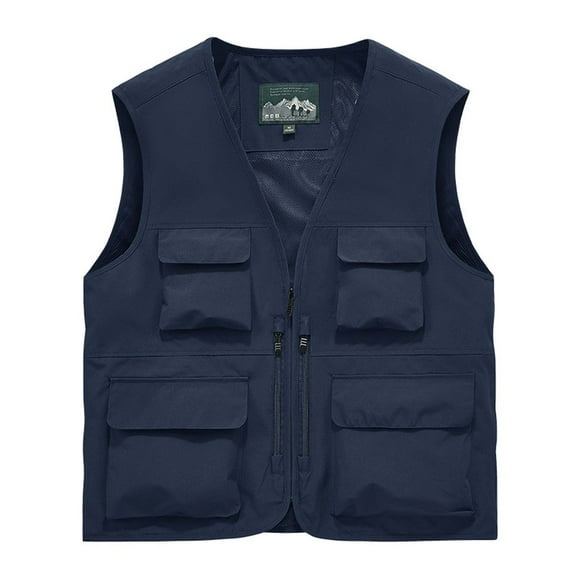 Big and Tall Mens Fishing Vest M-6XL Plus Size Zip-Up Casual Sleeveless Cargo Jackets Multi Pockets Hiking Work Hunting Outerwear Vests