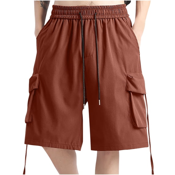 Big and Tall Mens Hiking Cargo Shorts Multi-Pockets Drawstring Elastic Waist Short Pants Fathers Gift M-5XL