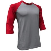 Big and Tall Mens Raglan Baseball Shirts - RCQS Gray Red, 5XLT