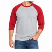 Big and Tall Mens Raglan Baseball Shirts - RCQS Gray Red, 5XLT