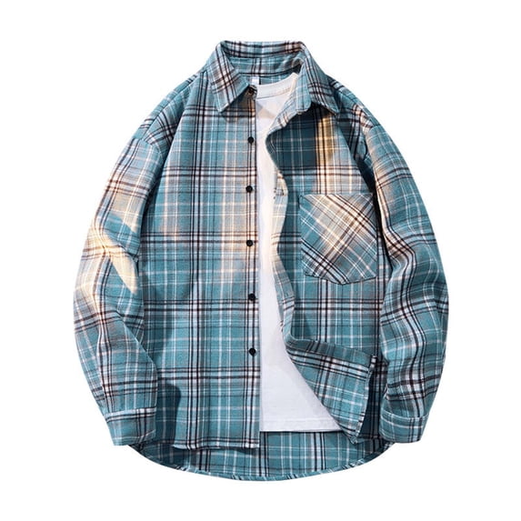 Big and Tall Mens Shirt Plaid Button Down Long Sleeve Tee Multi-Color Fall Fashion Tops Dad Gifts M-5XL