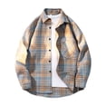 thumbnail image 1 of Big and Tall Mens Shirt Plaid Button Down Long Sleeve Tee Multi-Color Fall Fashion Tops Dad Gifts M-5XL, 1 of 3