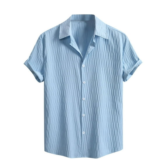 Big and Tall Mens Shirts 2025 Solid Plus Size Casual Baggy Beach Resort Outfits Lapel Collar Short Sleeve Tops Summer