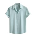 thumbnail image 1 of Big and Tall Mens Shirts 2025 Solid Plus Size Casual Baggy Beach Resort Outfits Lapel Collar Short Sleeve Tops Summer, 1 of 5