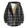 thumbnail image 1 of Big and Tall Mens Shirts Long Sleeve Regular Fit Button Down Plaid Flannel Shirt Fall Winter Plus Size Hooded Mens Shirts, 1 of 3