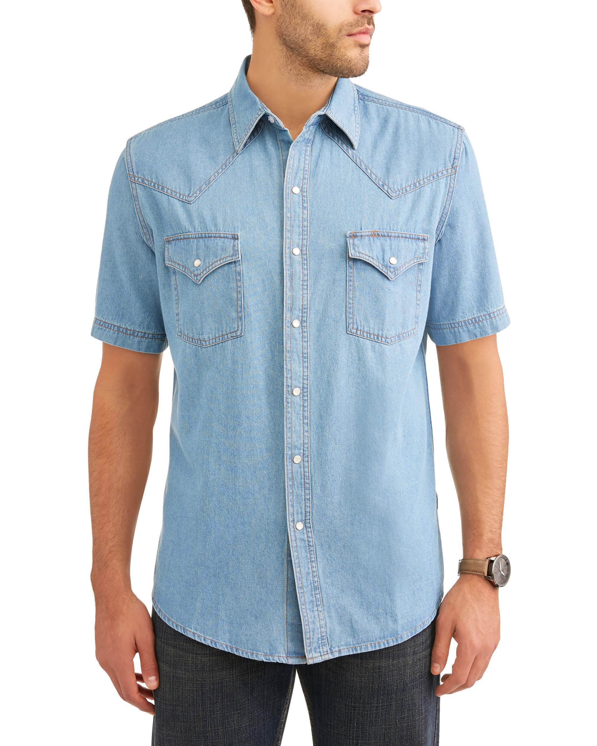 Big and tall short sleeve cheap denim shirt
