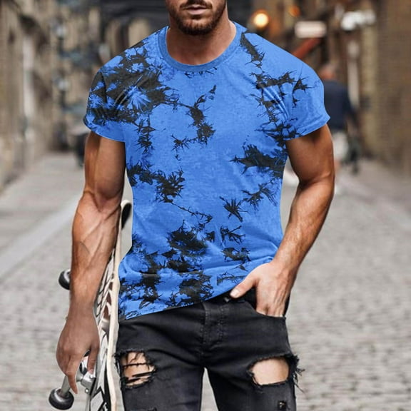 Big and Tall Mens Short Sleeve T Shirts M-4XL Plus Size Crewneck Tie-Dye Tees Tops Basic Pullover Casual Comfort Going Out Tshirts Shirt