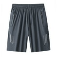 thumbnail image 1 of Big and Tall Mens Shorts Elastic Waist Zipper Pockets Reflective Strip Athletic Short Pants Fathers Gift M-8XL, 1 of 7