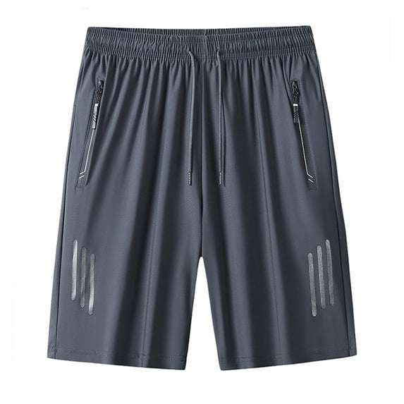 Big and Tall Mens Shorts Elastic Waist Zipper Pockets Reflective Strip Athletic Short Pants Fathers Gift M-8XL