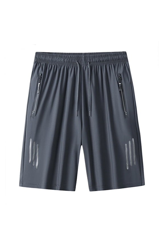 Big and Tall Mens Shorts Elastic Waist Zipper Pockets Reflective Strip Athletic Short Pants Fathers Gift M-8XL