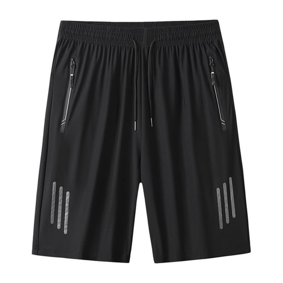Big and Tall Mens Shorts Elastic Waist Zipper Pockets Reflective Strip Athletic Short Pants Fathers Gift M-8XL