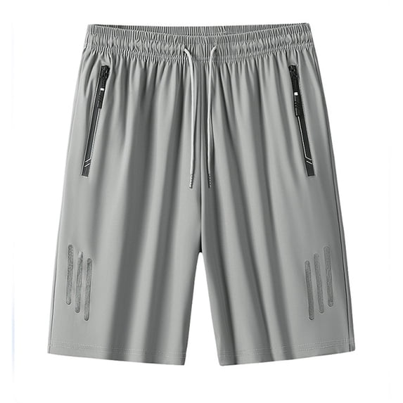 Big and Tall Mens Shorts Elastic Waist Zipper Pockets Reflective Strip Athletic Short Pants Fathers Gift M-8XL