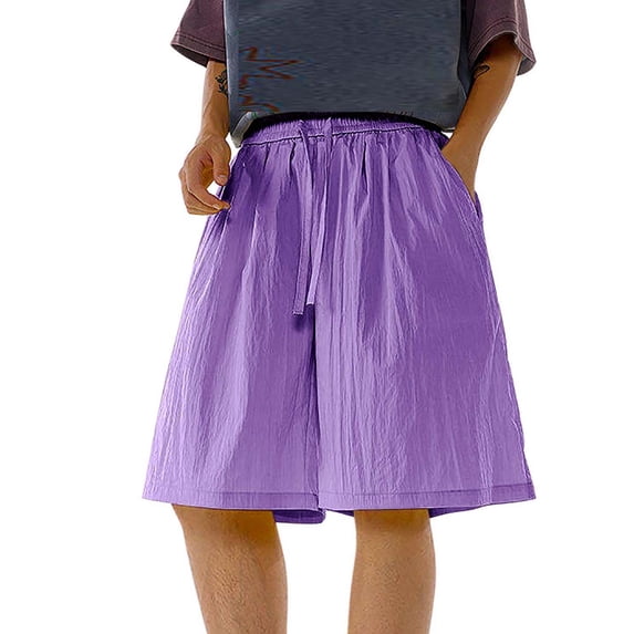 Big and Tall Mens Shorts Loose Drawstring Elastic Waist Solid Color Short Pants with Pockets Fathers Gift