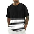 thumbnail image 1 of Big and Tall Mens Striped Print Shirt Crew Neck Drop Shoulder Casual Short Sleeve T-Shirt Fathers Gift M-5XL, 1 of 4
