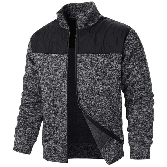 Big and Tall Mens Sweater Cardigan Full Zip Up Sweatshirt Color Block Mock Neck Outerwear Jackets,S-3XL