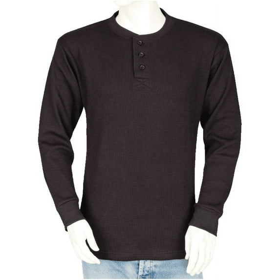 Big and Tall Mens Thermal Henley Shirt - THLS (Charcoal, 6XLT)