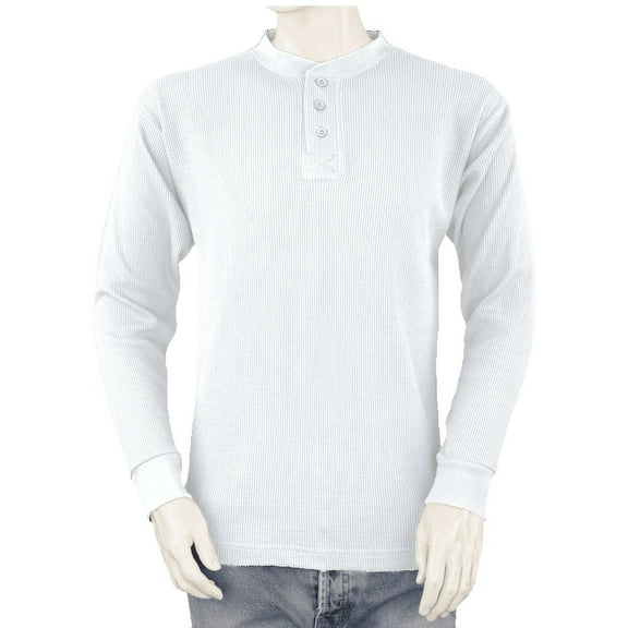 Big and Tall Mens Thermal Henley Shirt - THLS (White, 4XLT)
