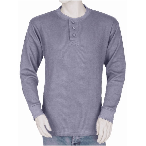 Big and Tall Mens Thermal Henley Shirt - THLS (Gray, 4XLT)