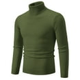 thumbnail image 1 of Big and Tall Mens Turtleneck Sweater Long Sleeve Chunky Knit Top Vintage Stretchy Basic Undershirts, 1 of 2