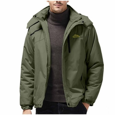 Big and Tall Mens Winter Puffer Rain Coats with Hoodies M-5XL Plus Size Zip-Up Jackets Casual Windbreaker Thermal Fleece Outerwear Jacket