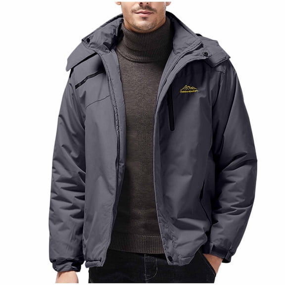 Big and Tall Mens Winter Puffer Rain Coats with Hoodies M-5XL Plus Size Zip-Up Jackets Casual Windbreaker Thermal Fleece Outerwear Jacket