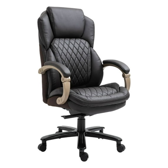 Big and Tall Office Chair, High Back Executive Chair with Diamond Leather, Adjustable Height & Tilt, 350lbs Capacity, Brown